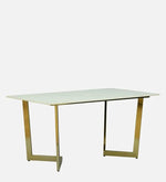 6 Seater Dining Set With Porcelain Top & Golden Base