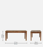 Sheesham Wood 6 Seater Dining Set In Rustic Teak Finish With Drawer