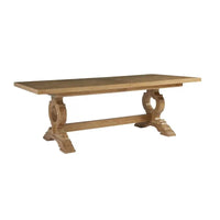 6 seater Pedestal Dining Set with Natural Wood Grain & Cream-Colored Finish