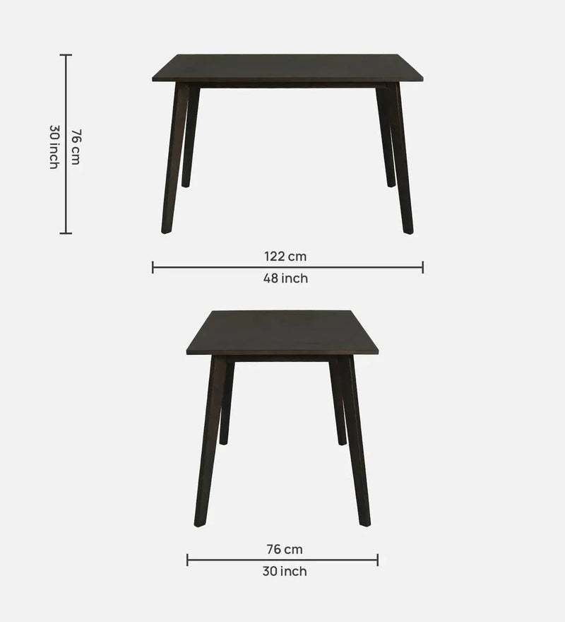 Jin Solid Wood 4 Seater Dining Set in Dark Chestnut & Russet Finish