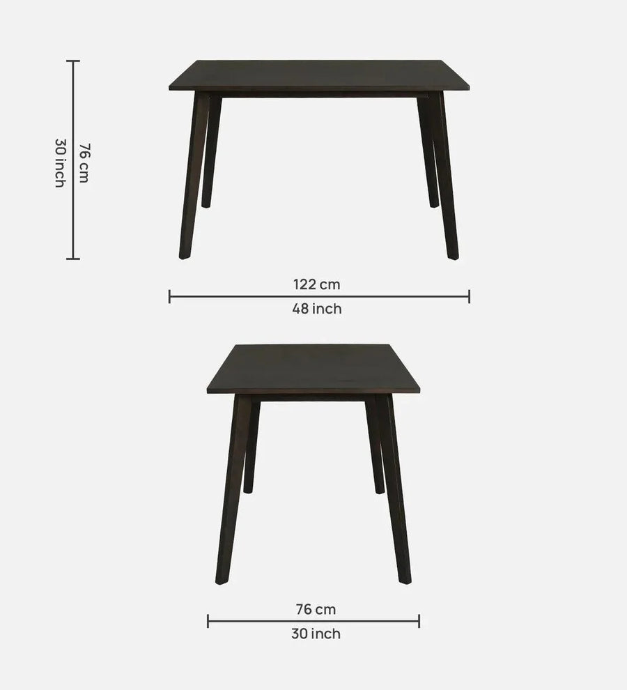 Jin Solid Wood 4 Seater Dining Set in Dark Chestnut & Russet Finish