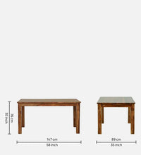 Sheesham Wood 6 Seater Dining Set In Rustic Teak Finish With Bench