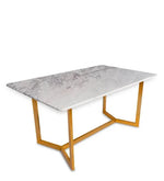 Mylo Marble 6 Seater Dining Set in Glossy Gold Finish