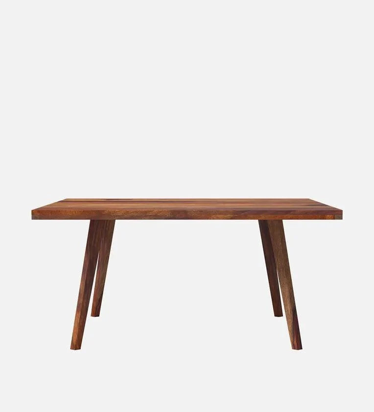 Solid Wood 6 Seater Dining Set In Reddish Walnut Finish