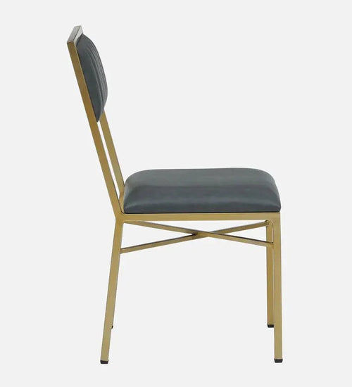 Metal 6 Seater Dining Set In Brass Electroplating Finish With White Porcelain Top