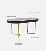 Metal 6 Seater Dining Set In Brass Electroplating Finish With White Porcelain Top