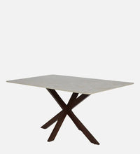 Solid Wood 6 Seater Dining Set In Natural Teak Finish