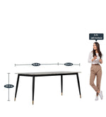 Marble 6 Seater Dining Set in White Pearl & Cream Beige Colour