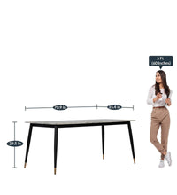 Marble 6 Seater Dining Set in White Pearl & Cream Beige Colour