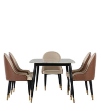 Marble 6 Seater Dining Set in White Pearl & Cream Beige Colour