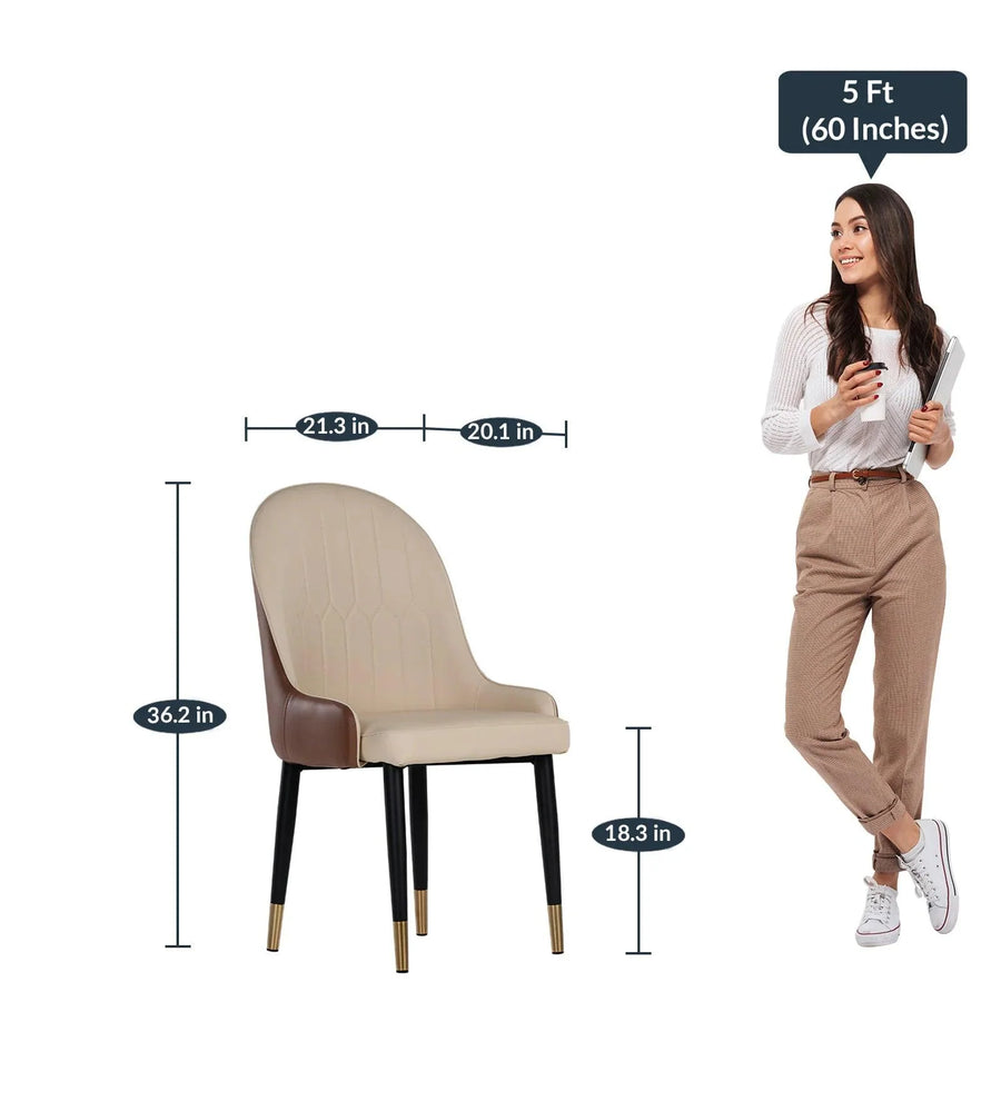 Marble 6 Seater Dining Set in White Pearl & Cream Beige Colour