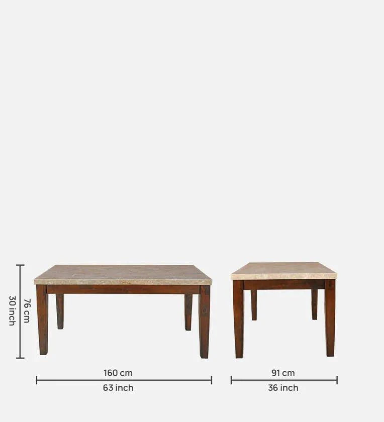 Solid Wood 6 Seater Dinning Table In Milan Walnut Finish