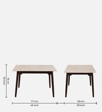 Marble Top 4 Seater Dining Set in Teak Wood Finish