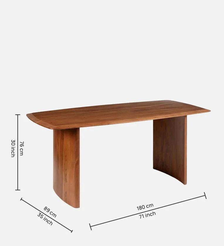 Solid Wood 6 Seater Dining Set In Walnut Finish