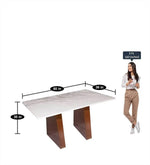 Marble Top 6 Seater Dining Set in Teak Wood with Bench