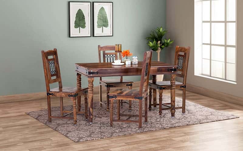 Hilton Wooden 4 Seater Dining Table Set