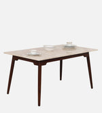 Marble Top 4 Seater Dining Set in Teak Wood Finish