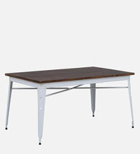Metal 6 Seater Dining Set In Scratch Resistant White Colour With Bench