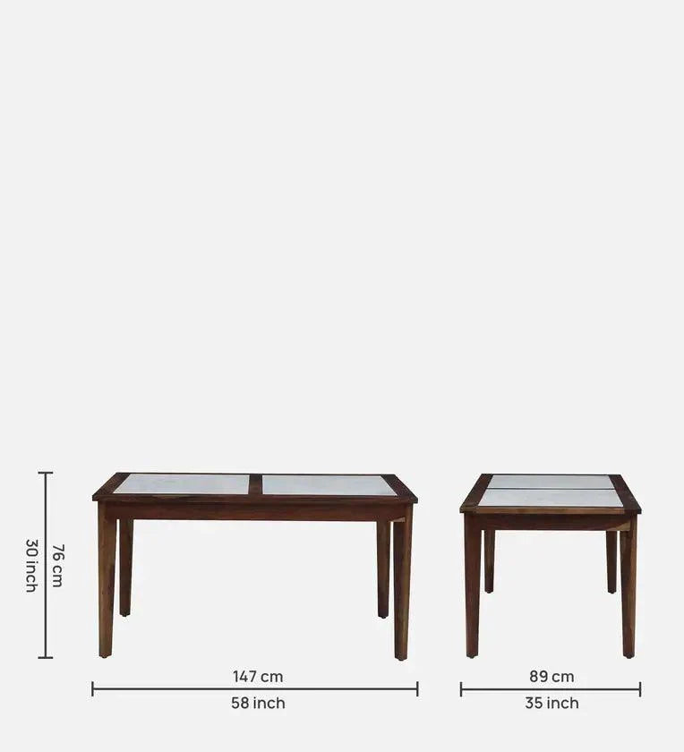Sheesham Wood 6 Seater Dining Set In Scratch Resistant Provincial Teak Finish with