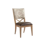 6 seater Pedestal Dining Set with Natural Wood Grain & Cream-Colored Finish
