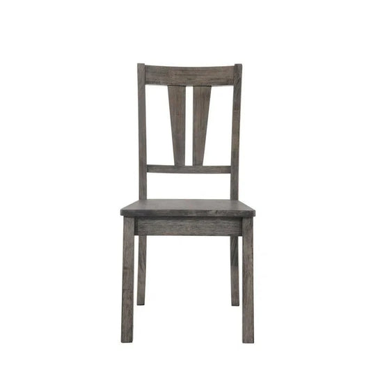 6 Seater Dining Set with Distressed Gray Oak Finish & Solid Rubberwood Construction