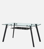 Glass Top 6 Seater Dining Set In Black Colour