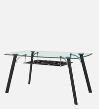 Glass Top 6 Seater Dining Set In Black Colour