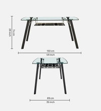 Glass Top 6 Seater Dining Set In Black Colour