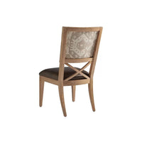 6 seater Pedestal Dining Set with Natural Wood Grain & Cream-Colored Finish