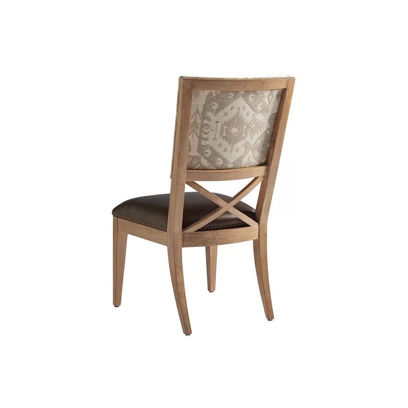 6 seater Pedestal Dining Set with Natural Wood Grain & Cream-Colored Finish
