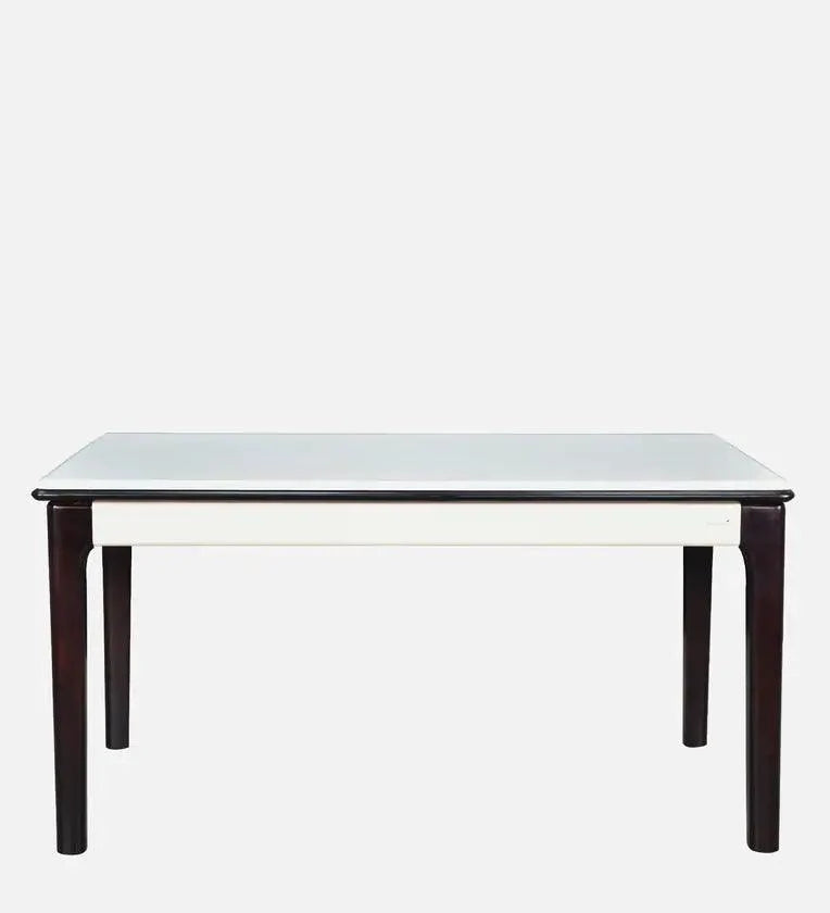 Marble 6 Seater Dining Set in White & Black Colour