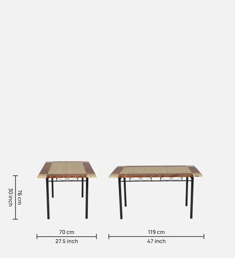 Metal 6 Seater Dining Set in Marble Finish