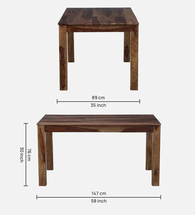 Sheesham Wood 6 Seater Dining Set In Rustic Teak Finish