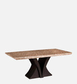 Marble 6 Seater Dining Sets In Brown & Gold Finish