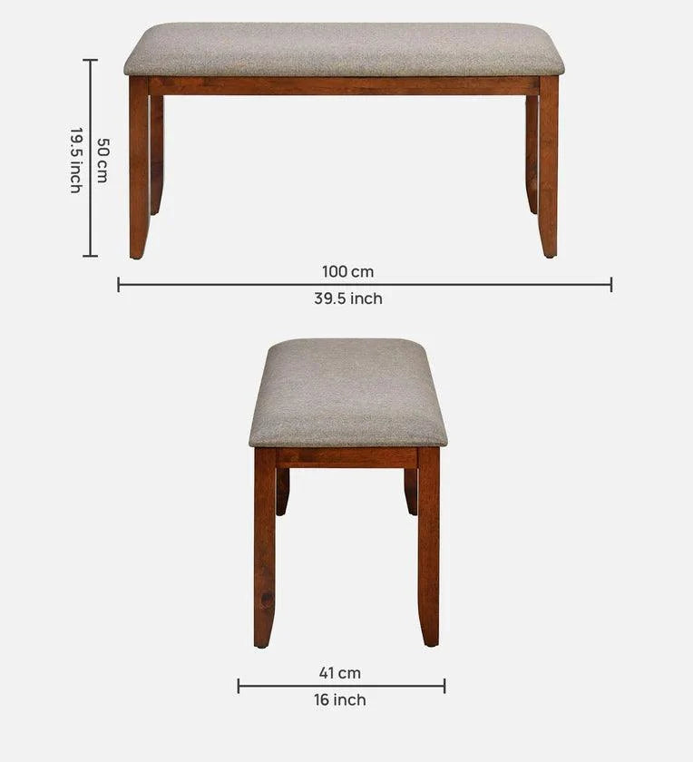 Solid Wood 6 Seater Dining Set In Brown Finish With Bench