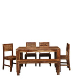 Solid Wood 6 Seater Dining Set in Beige Finish with Bench
