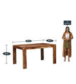 Solid Wood 6 Seater Dining Set in Beige Finish with Bench