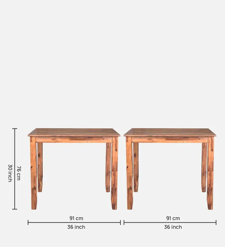 Solid Wood 4 Seater Dining Set In Brown Colour