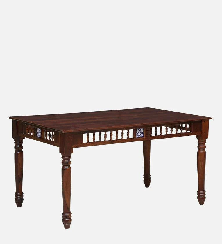 Sheesham Wood 6 Seater Dining Set In Honey Oak Finish