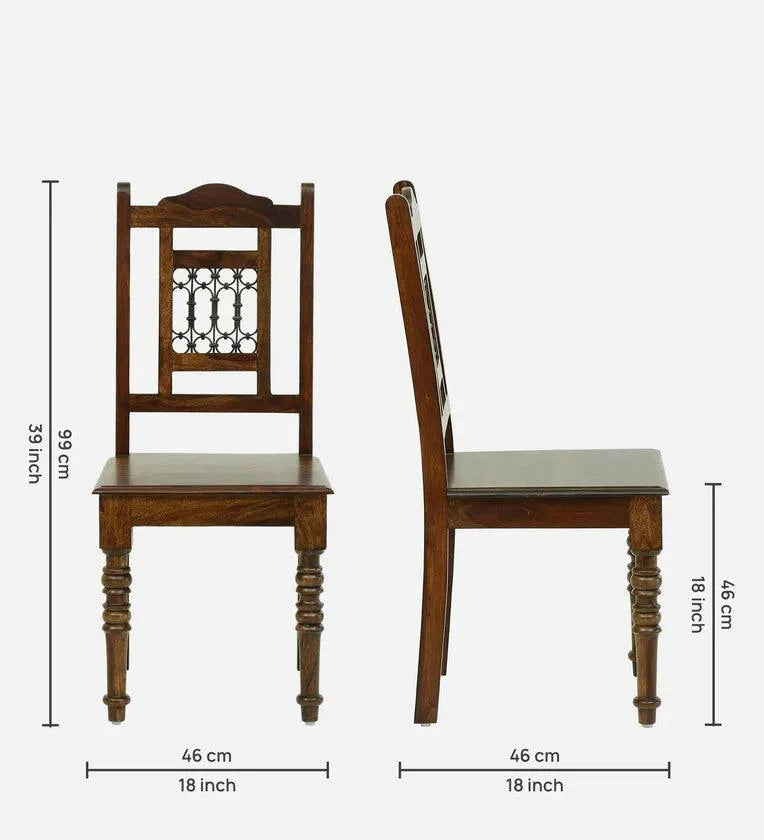 Sheesham Wood 4 Seater Dining Set In Provincial Teak Finish