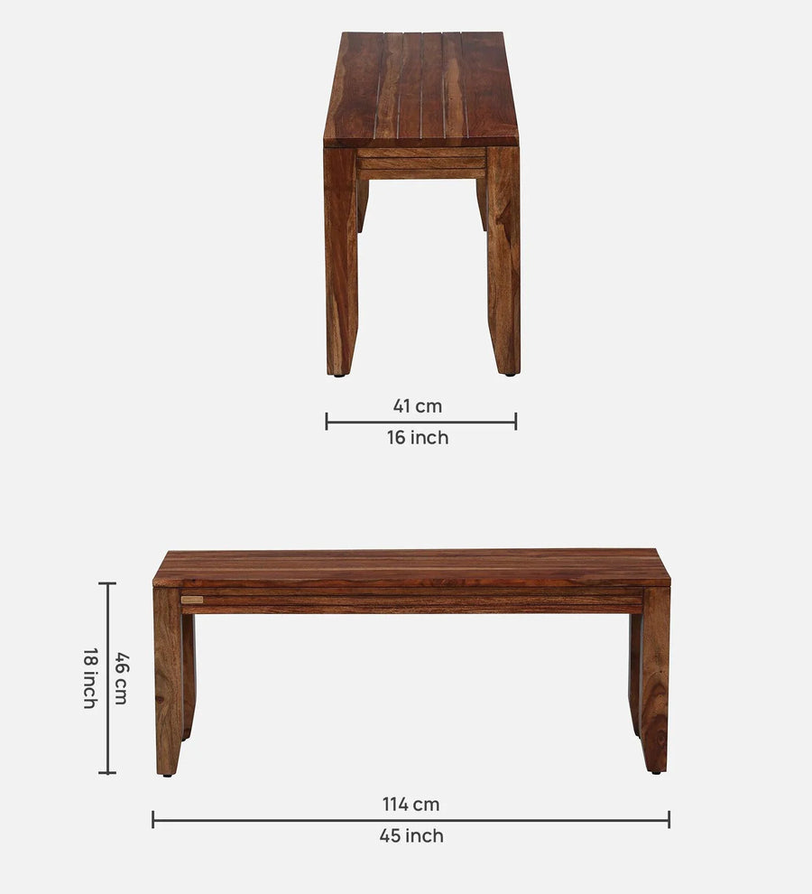 Solid Wood 6 Seater Dining Set in Scratch Resistant Rustic Teak Finish with Bench