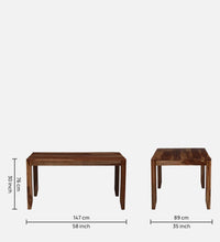 Solid Wood 6 Seater Dining Set in Scratch Resistant Rustic Teak Finish with Bench
