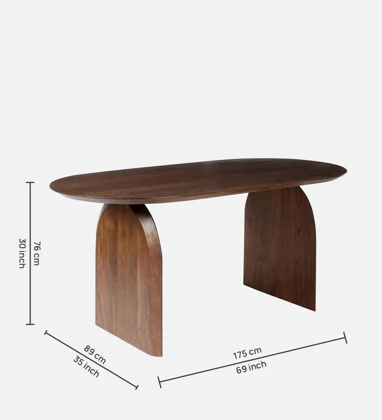 Solid Wood 6 Seater Dining Set In Walnut Finish