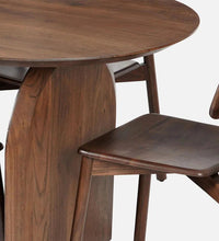 Solid Wood 6 Seater Dining Set In Walnut Finish