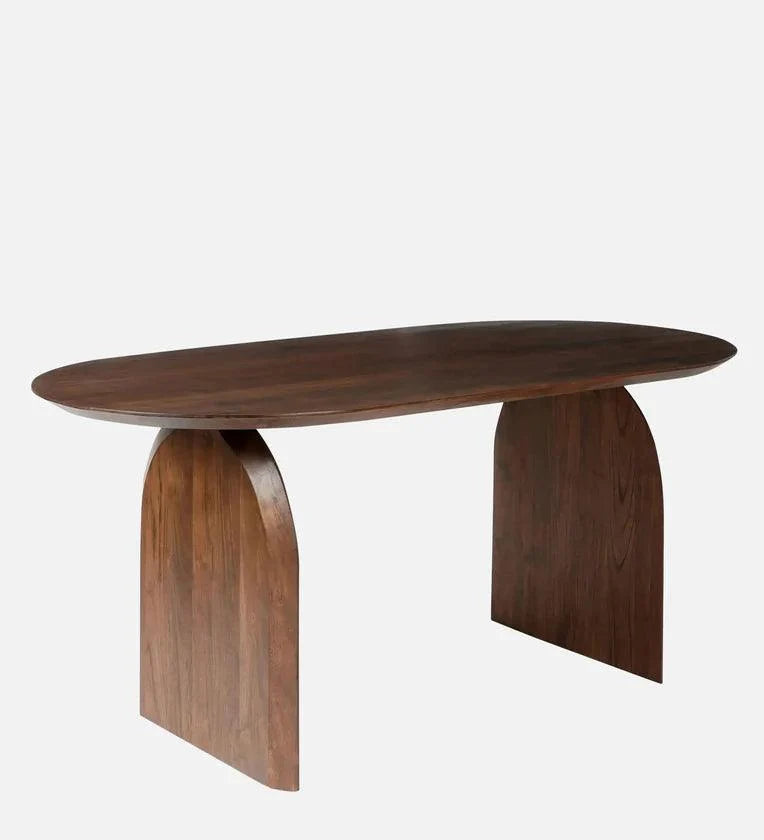 Solid Wood 6 Seater Dining Set In Walnut Finish