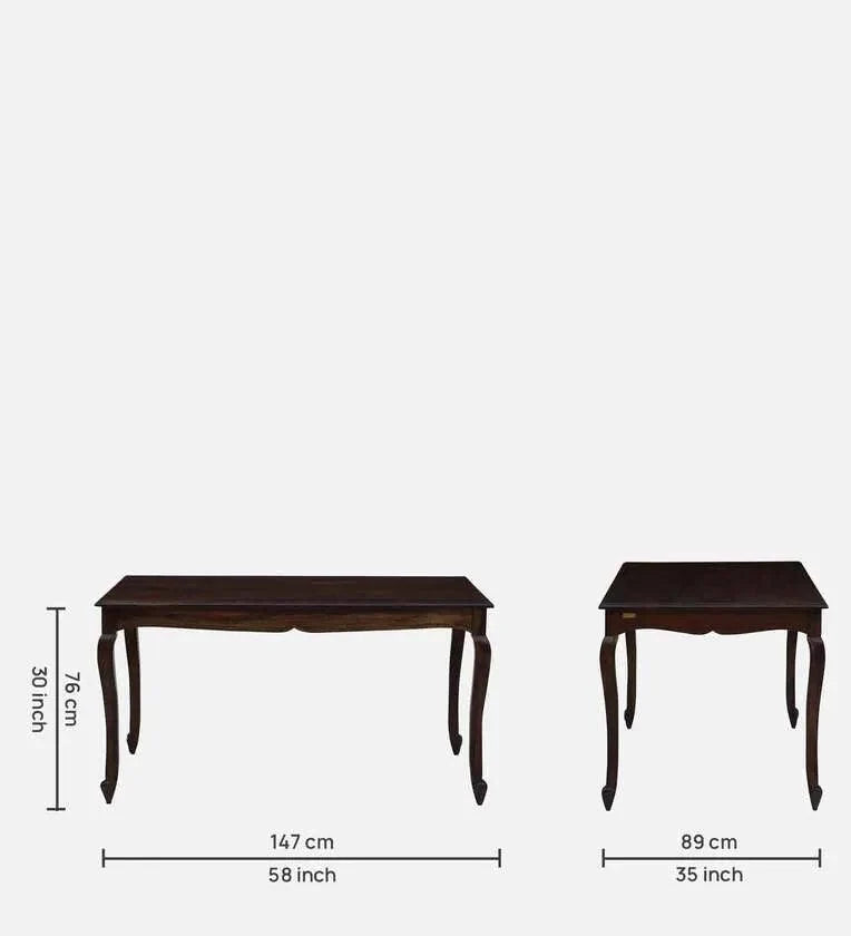 Sheesham Wood 6 Seater Dining Set In Scratch Resistant Provincial Teak Finish