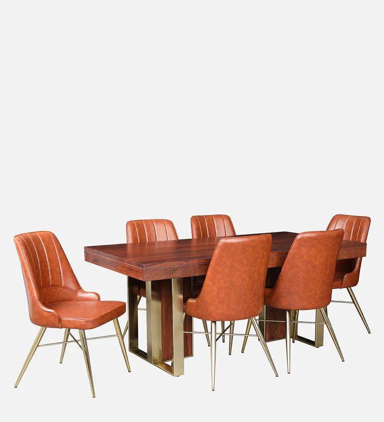 Sheesham Wood 6 Seater Dining Set In Walnut Colour