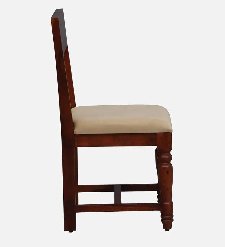 Sheesham Wood 4 Seater Dining Set In Scratch Resistant Honey Oak Finish With Brass Cladding