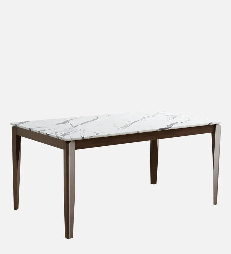 Solid Wood 6 Seater Dining Set In Marble Finish