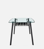 Glass Top 6 Seater Dining Set In Black Colour
